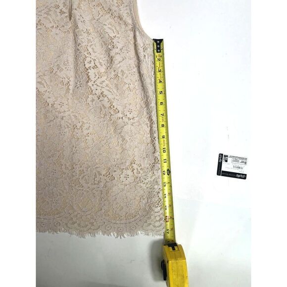 J. Crew Small Tall Cream Ivory Beige Lace Ruffle Neck Sleeveless Keyhole Top New - Picture 12 of 16